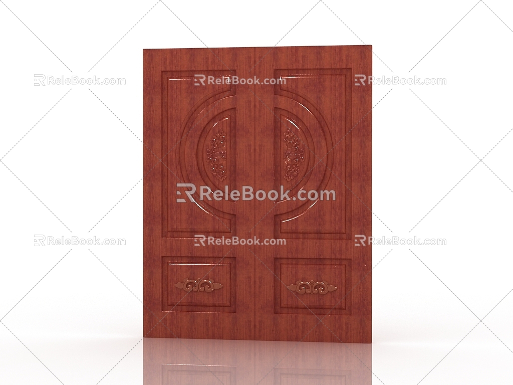 American door solid wood door 3d model