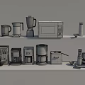 Essential Modern Kitchen Appliances Including Coffee Maker Blender Microwave And Toaster 3d model