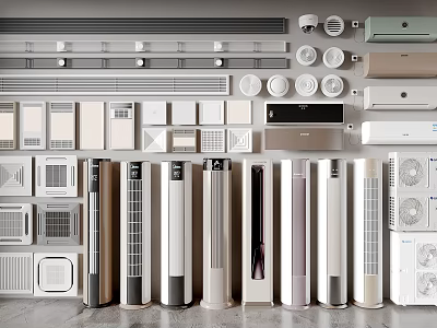 Various Air Conditioners And Fans With Modern Designs For Home Cooling Needs 3d model