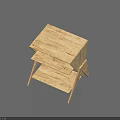 Wooden Desk Design Featuring Light Color Multi Layer Shelf And Simple Structure 3d model