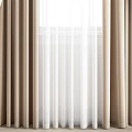 Beige Curtains With White Sheer Layers For Light Filtering Home Decor