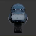 Blue Mechanical Robot Character With Wheel Design ORT Logo And Cross Symbol