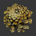 Fresh Juicy Ripe Pineapple With Vibrant Yellow Orange Scaly Texture On Dark Background