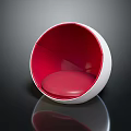 Single Sofa With Round Design Red Interior White Exterior And Black Reflective Surface 3d model