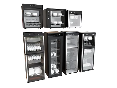 High Quality Commercial Glass Door Storage Cabinets For Restaurant Tableware Equipment 3d model