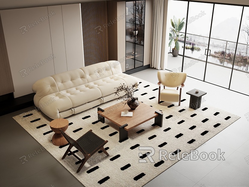 Modern sofa coffee table combination model