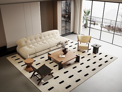 Modern sofa coffee table combination model