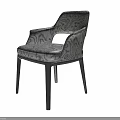 Elegant Accent Chair With Patterned Fabric Upholstery Curved Armrests And Dark Wooden Legs