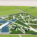 Park Landscape Design With Green Lawns Pathway Layout And Water Features 3d model