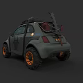 Gray Modified Off Road Car With Orange Wheels And Roof Rack Gear