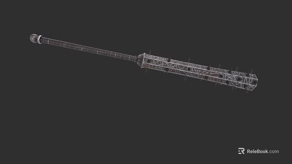Weapon Wireframe Structure With Detailed Components Long Handle And Technical Design 3d model 