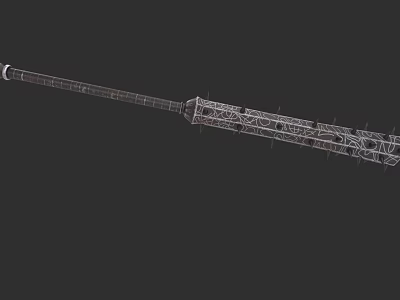 Weapon Wireframe Structure With Detailed Components Long Handle And Technical Design 3d model