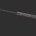 Weapon Wireframe Structure With Detailed Components Long Handle And Technical Design