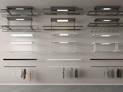 Modern Clothes Hangers With Various Designs And Wall Mounted Ceiling Styles 3d model