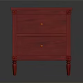 Red Wooden Nightstand Furniture With Two Drawers And Round Knobs