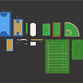 Various Sports Fields and Fitness Facilities Layout with Swimming Pool Basketball and Football Courts