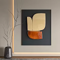 Modern Interior Decor With Geometric Wall Art Vase And LED Light Strip