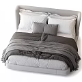 Modern Double Bed Design With Gray White Bedding Pillows And Soft Blanket 3d model