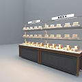 Sweet Shop Glass Display Cases With Dark Wooden Cabinets And White Countertops