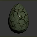 Mystical Green Cracked Egg With Ancient Mythical Creature Inside Shell 3d model