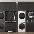 Modern Balcony Cabinet Design With Washer Dryer Sink And Storage Space