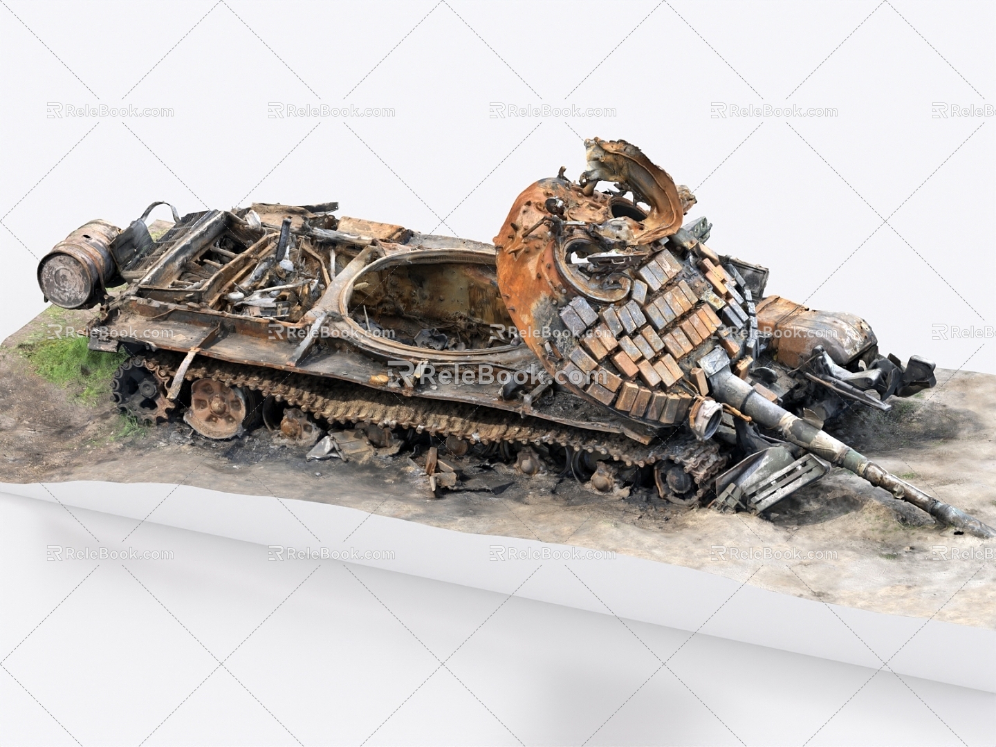 T72B Tank Wreck Scrapped Tank Abandoned Tank 3d model