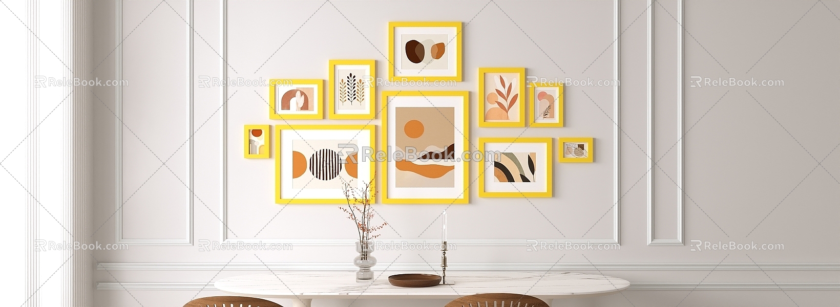 Picture Frame Decoration Combination Cream Style Decoration Photo Frame Photo Frame Combination Simple Cabinet Simple Style Living Room Desktop Decoration Cabinet Simple Cabinet Nordic Cabinet 3d model