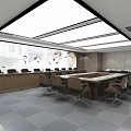 Modern Conference Room Interior With Large Table Chairs Skylight And Projection Screen 3d model