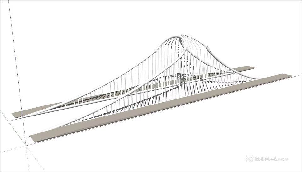Modern Cable Stayed Bridge Architectural Design With Steel Cables And Main Structure 3d model