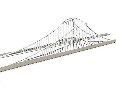 Modern Cable Stayed Bridge Architectural Design With Steel Cables And Main Structure 3d model