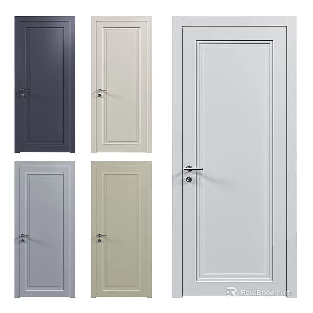 Modern Flush Doors In Different Colors For Home Interior Design 3d model