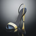 Fashionable Elegant Gold Black Peep Toe Stiletto Heel High Heels With Mirror Reflective Finish