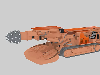 Orange Industrial Roadheader with Tracked Base Cutting Head and Operator Cabin for Mining Operations 3d model