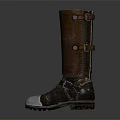 Tall Vintage Leather Boots With Metal Toe Caps Buckle Straps And Retro Design