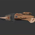 Futuristic Cosmic Spaceship 3D Model With Orange Gray Design And Aerodynamic Structure