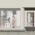Modern Minimalist Clothing Store Interior With Clothing Racks Marble Tables Clothes Shoes And Bags