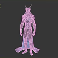 Sci Fi Character 3D Model With Black Suit Blue Glowing Lines Head Antennae And Cape