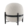 Modern Round Beige Fabric Sofa Stool With Black Metal Frame Design 3d model