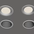 Four Modern Recessed Ceiling Downlights With White Frame And Mixed Light 3d model