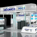 HICONICS Exhibition Booth With Modern Design Blue Accents White Structure And Display Equipment