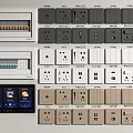 Various Color Electrical Switch Panels With Power Outlets And Smart Control Screen 3d model