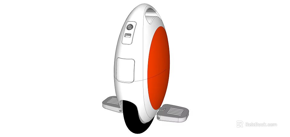 White And Orange Self Balancing Electric Unicycle With Foot Pedals And Control Panel 3d model 