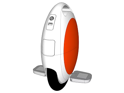 White And Orange Self Balancing Electric Unicycle With Foot Pedals And Control Panel 3d model