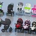 Baby Strollers And High Chairs With Various Colorful Designs For Infants