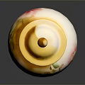 Hand Carved Ceramic Vase With Yellow Lid And Red Pink Floral Patterns