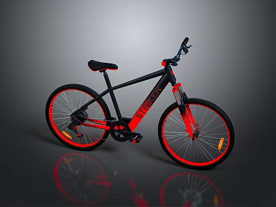 Black and Red Electric Bicycle With Modern Sleek Frame And Red Rimmed Wheels 3d model