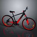 Black and Red Electric Bicycle With Modern Sleek Frame And Red Rimmed Wheels