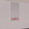 Sturdy Fire Rated Hardware Tools Ventilation Grille with Red Label on White Wall 3d model