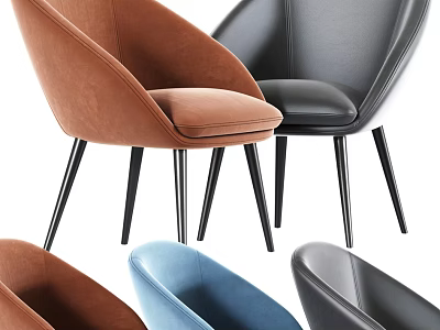 Modern Upholstered Accent Chairs With Curved Backrest Slim Legs And Multiple Colors 3d model