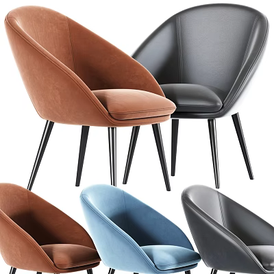 Modern Upholstered Accent Chairs With Curved Backrest Slim Legs And Multiple Colors 3d model